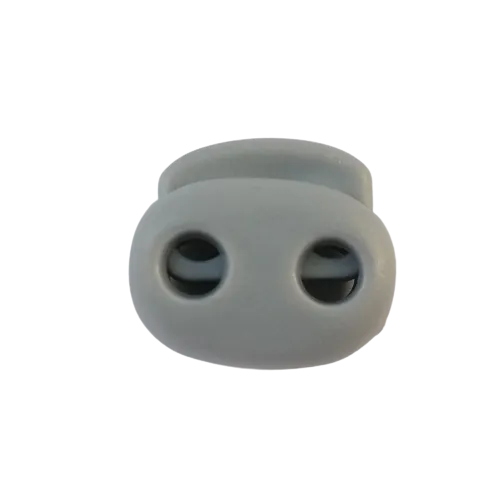 Koordstopper plastic 2 gaten - ovaal 20 mm - grijs